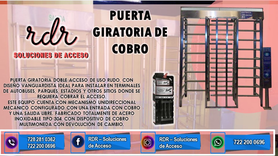 PUERTA-GIRATORIA-DE-COBRO-CON-DEVOLUCION-DE-CAMBIO-RDR-SOLUCIONES-DE-ACCESO